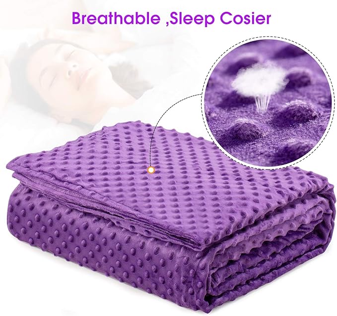 Acdyion Weighted Blankets Removable Duvet Cover for Adults Twin Size (48"x72"),Heavy Blanket Duvet Cover with Soft and Comfort Minky with 12 Ties,Machine Washable Soft Weighted Blanket Cover (Purple)