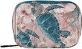 Pink Sea Turtles and Hibiscus Travel Pill Organizer Case Box Container Weekly Portable Vitamin Medicine Holder Storage Bag with Zipper Removable
