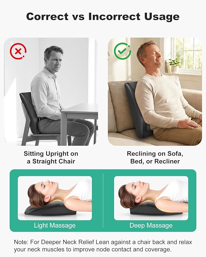 Snailax Cordless Shiatsu Neck Massager with Heat & Vibration, Back Neck Shoulder Massager for Pain Relief Deep Tissue, 4D Kneading Back Massage Pillow, Rechargeable Portable Massage