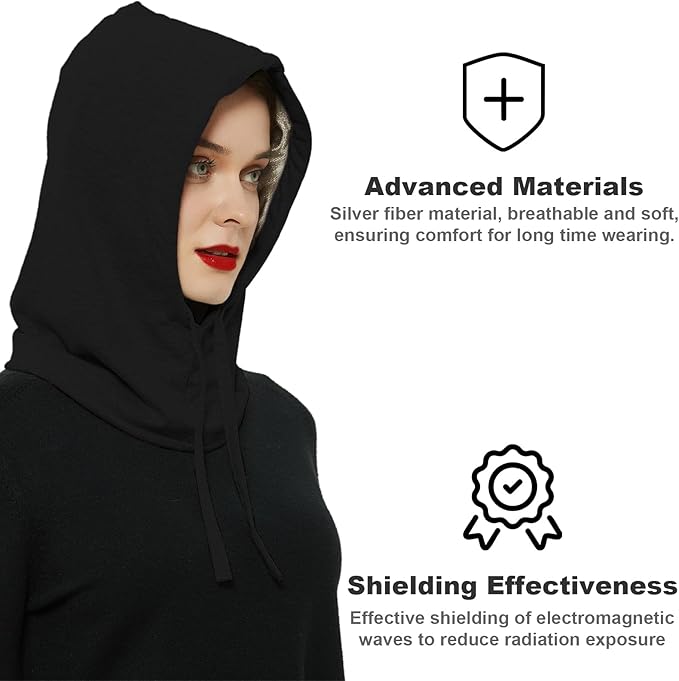 Faraday Protection Hat, RF Shielding Hat for WiFi Protection, Covering Neck, Head, Black