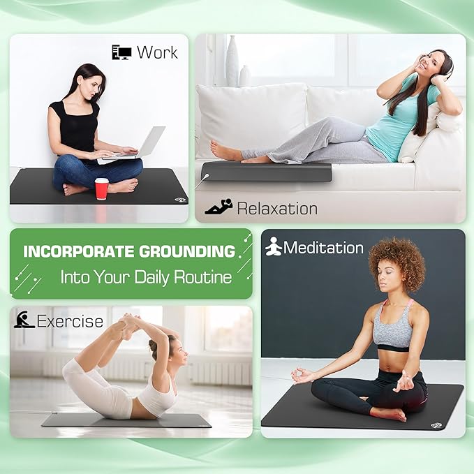 Grounding Mat for Feet 3MM Thickened Earthing Mat Grounding Pad for Improve Sleep, Pain Relief, Inflammation, Reduce Anxiety, Grounding Mats for Working
