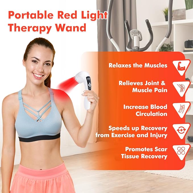 Red Light Therapy Device, Cold Light Therapy Device with LED Display for Muscle Pain Relief, Portable Handheld Infrared Light Therapy for Human/Pets (4 Levels+3 Timer Settings)