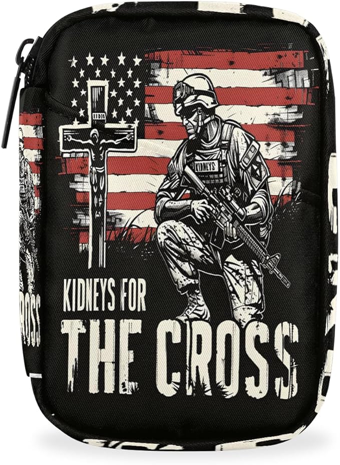 American Flag Memorial Cross Travel Pill Organizer Box Weekly Portable Pill Case Daily Pills 7 Day Small Birth Control Pills Container Removable Compartments for Medicine Vitamins Fish Oil