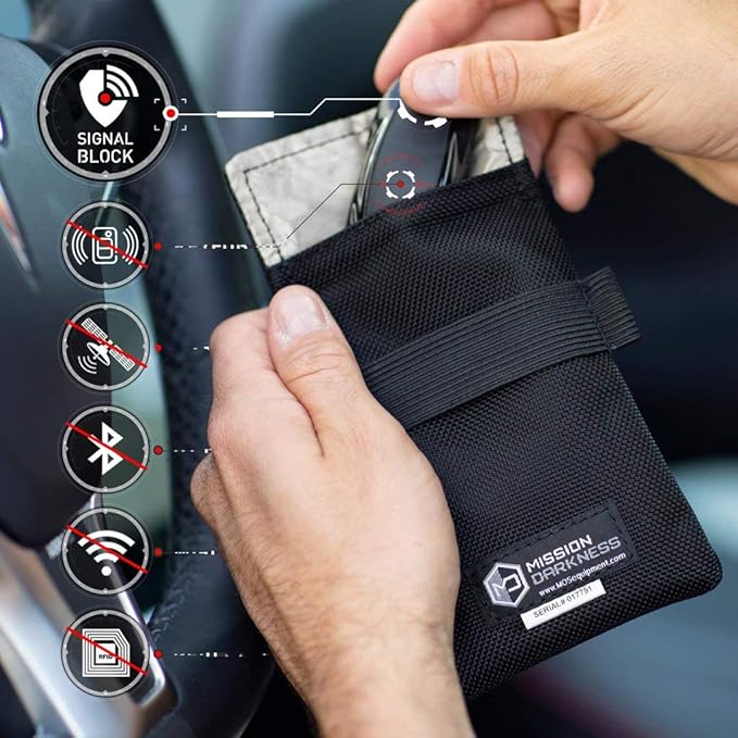 Mission Darkness Faraday Bag Bundle [Standard Collection] - Phone, Tablet, and Laptop Size Bags Included + Bonus Key fob Bag. RF Shielding, EMF Reduction, EMP Protection, Anti-Tracking & Hacking