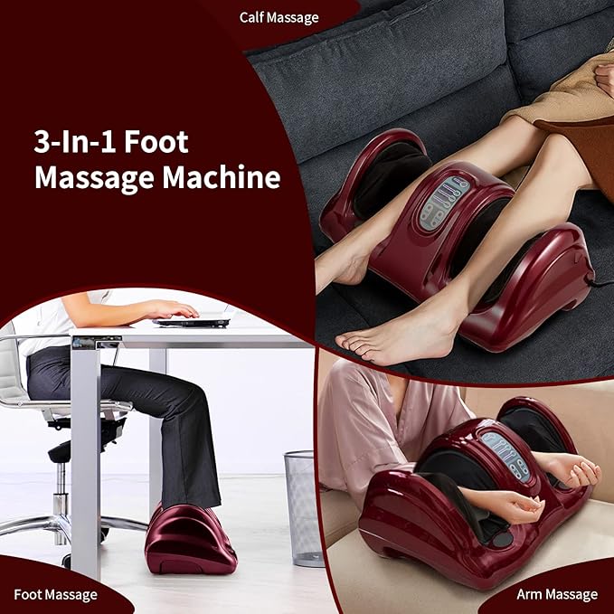 Giantex Shiatsu Foot Massager Machine, Deep Kneading Rolling Massage for Feet, Leg Calf Ankle, Electric Massager w/Remote, 4 Massage Modes, Burgundy