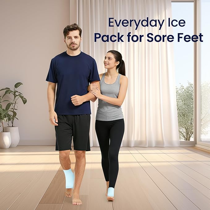 Ankle Ice Pack Wrap Reusable Gel Cold Compression Sleeve for Swelling, Sprained Ankle, Achilles Tendonitis & Plantar Fasciitis Relief（Blue，Small/Medium）