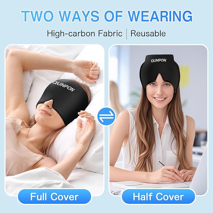 Valentines Day Migraine Relief Cap Gifts for Her Him,Headache Relief Cap Ice Pack Mask,Cold Eye Face Hat Cooling Gel Head Wrap for Tension,Stress,Hangover Gifts for Women Men Mom