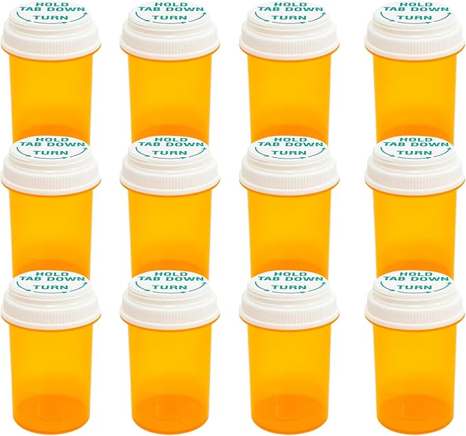 Prescription Reversible Thumb Tab Vials,Pill Bottles with Child Resistant Cap,Empty Medicine Bottles with Caps,Medicine Container for Personal Medication & Pharmacy.(30dram,12pcs)
