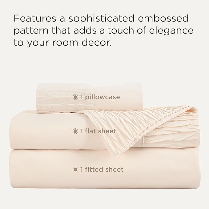 Bedsure Twin Sheets Set - 3 Pieces Soft Twin Bed Sheets - Breathable & Cooling - Hotel Luxury - Easy Care Polyester Microfiber Bedding for Women, Men, Light Beige
