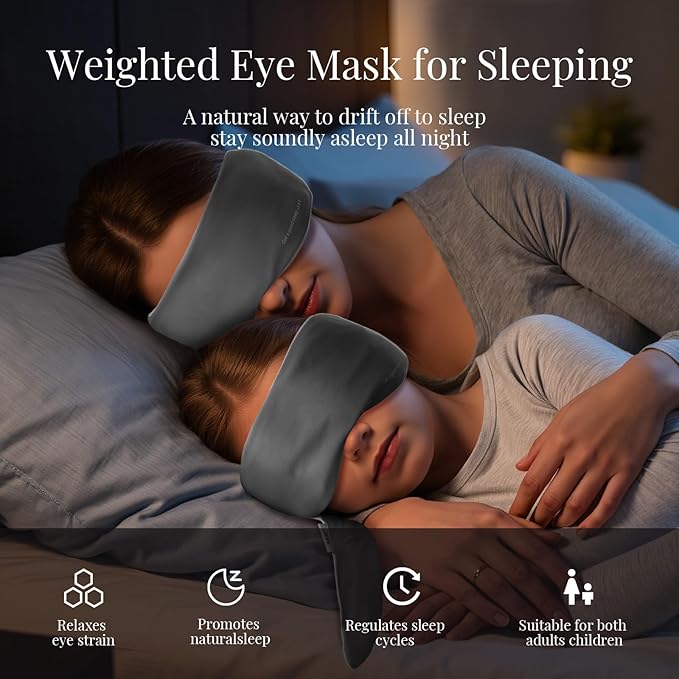 Weighted Eye Mask for Sleeping, Blackout Gravity Sleep Masks Women, Cloud-Like Comfort Softness, 3D Contoured, Memory Foam
