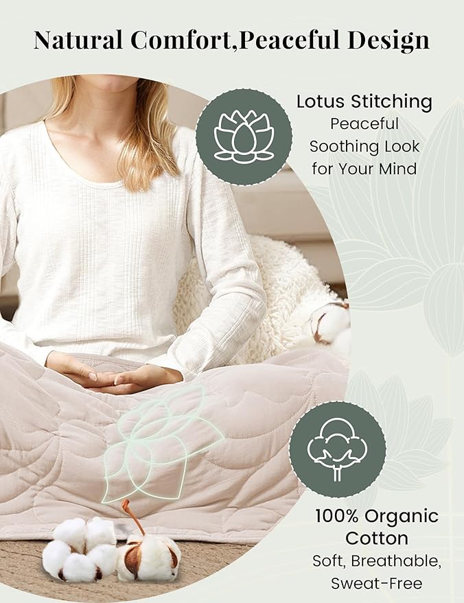 ZonLi Weighted Lap Blanket 5lbs for Meditation, Yoga, Napping, Sleeping and Travel, Cotton Weighted Blanket for Adults,Skin Friendly & Machine Washable, 29x24 inches, Cream White