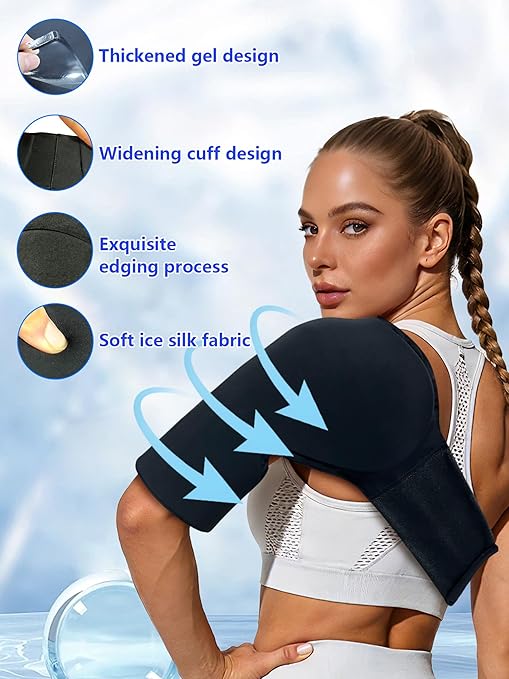 Flexible Shoulder Ice Pack Wrap, Ice Packs for Injuries Reusable Rotator Cuff, Cold Compression Sleeve for Pain Relief, Tendonitis, Bursitis & Swelling, Fits Left and Right Arm
