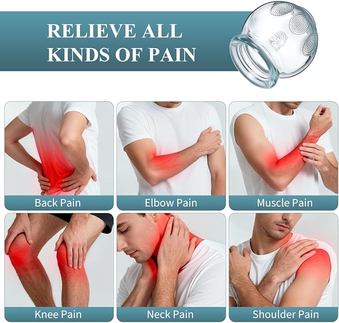 7 Pcs Glass Cupping Set with Finger Grips, Traditional Chinese Fire Cupping Therapy Jars for Back Muscle Tension Relief, Ventosas para Masaje Muscular (2.36X2.16X2.16In)