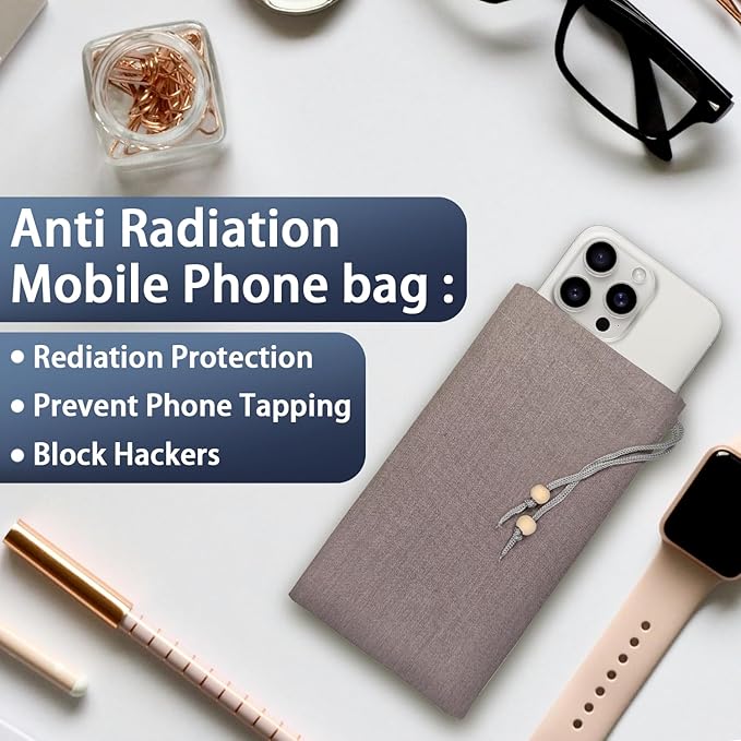 EMF Cell Phone Sleeve fo Phone Pouch, High-Shield EMF Blocking Pouch, 100% Silver Fibers forDigital Security, Signal Blocking, Anti-EMP Radiation Bag for Privacy Protection. (Pink)