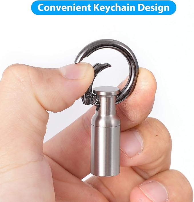 Titanium Keychain Pill Holder,Portable Mini Pill Case, Waterproof Small Pill Container,Mental Pill Box for Travel Purse Camp