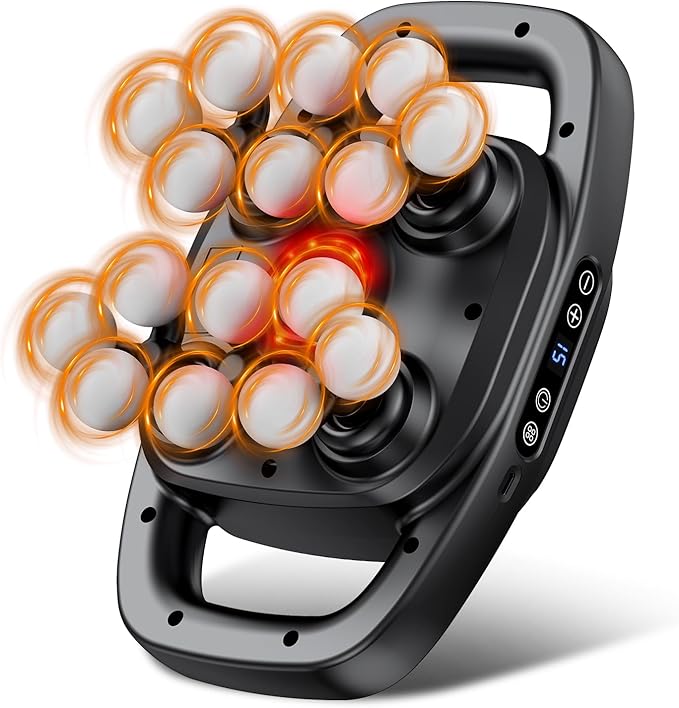 Massage Gun Deep Tissue for Back, Shoulder and Neck Pain Relief, Powerful Shoulders, Back Massager, Legs, Foot Massager & Full Body Muscle Recovery with 16 Massage Heads, 3 Modes & 30 Speed
