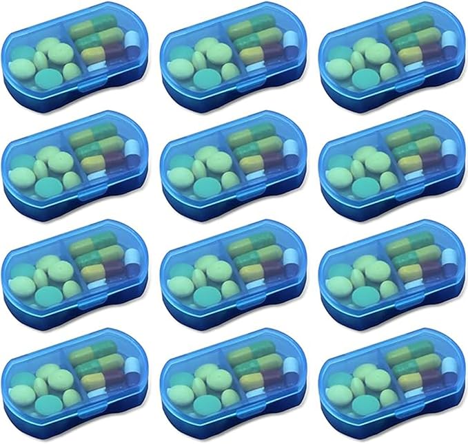 12PCS Pill Case Organizer Pocket Small Pill Holder, Daily AM & PM containers, Medicine Holder, Ideal for Medication, Vitamin, Supplement, Perfect for Travel, Ideal for Purse