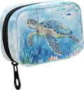 Fustylead Vivid Sea Turtle Swimming in Ocean Pill Organizers 2 Times A Day Pill Case Bag with Zipper Portable Weekly Pill Dispensers for Vitamin Supplement