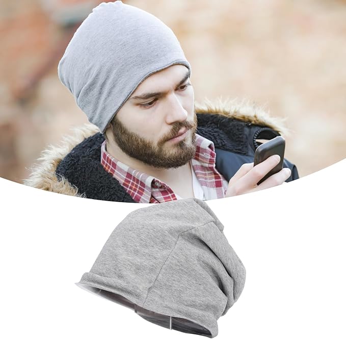 Eujgoov EMF Protection Shielding Beanie for Men Women Radiation Blocker Hat with Adjustable Fit, Light Gray