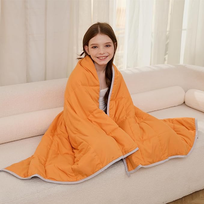 Weighted Blanket 7lbs Twin Size Orange Grey 41"x60" Weighted Blankets Heavy Blanket are Comfortable and Cozy
