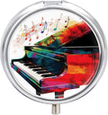 Colorful Piano Keyboard Music Pill Box 3 Compartment Decorative Metal Medicine Vitamin Organizer Personalized Medicine Organizer Travel Pillbox for Outdoor