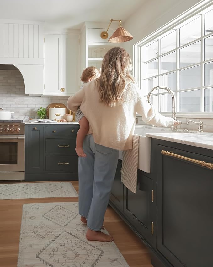 House of Noa Nama Standing Mat – Anti-Fatigue Cushioned Kitchen Mats for Floor | Ergonomic Bounce-Back Foam Kitchen Mats | Anti-Fatigue Mats for Kitchen & Standing | Ula Calico | 22" x 72"
