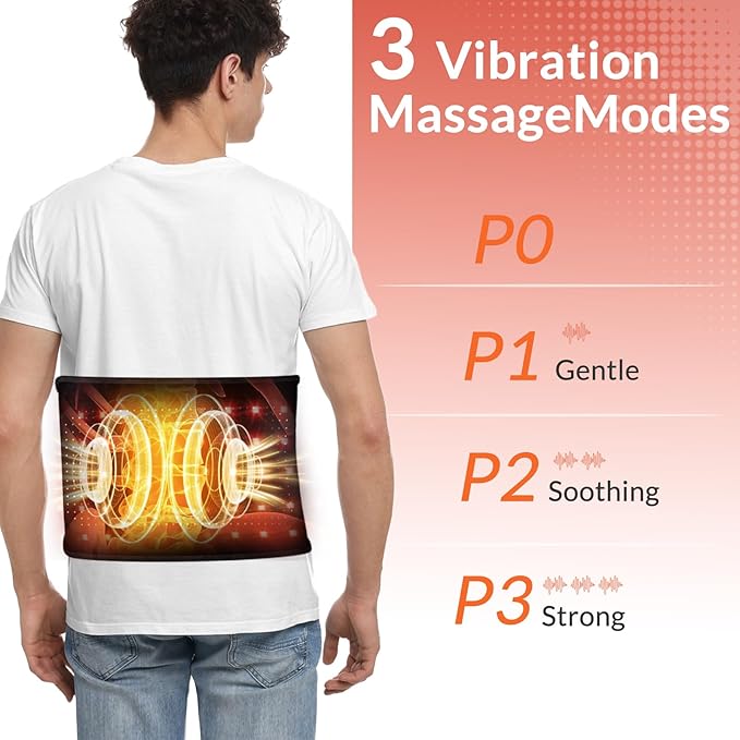 Red Light Belt, Rechargeable Red Infrared Light Device with Massage and Timer, Wearable Cordless 660nm&850nm Dual-Wavelength Wrap Belt for Back, Abdomen, Joints & Muscle