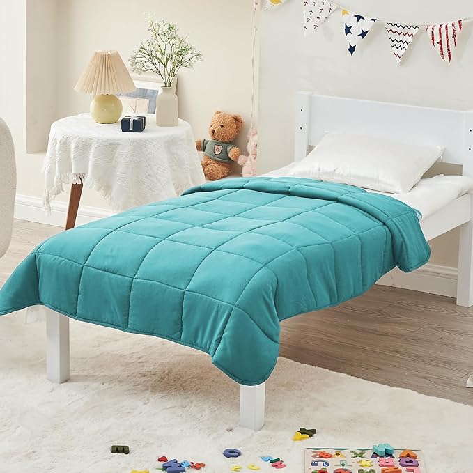 yescool Weighted Blanket (5 lbs, 36" x 48", Teal) Cooling Heavy Blanket for Sleeping Perfect for 40-60 lbs, Breathable Blanket with Premium Glass Bead, Machine Washable