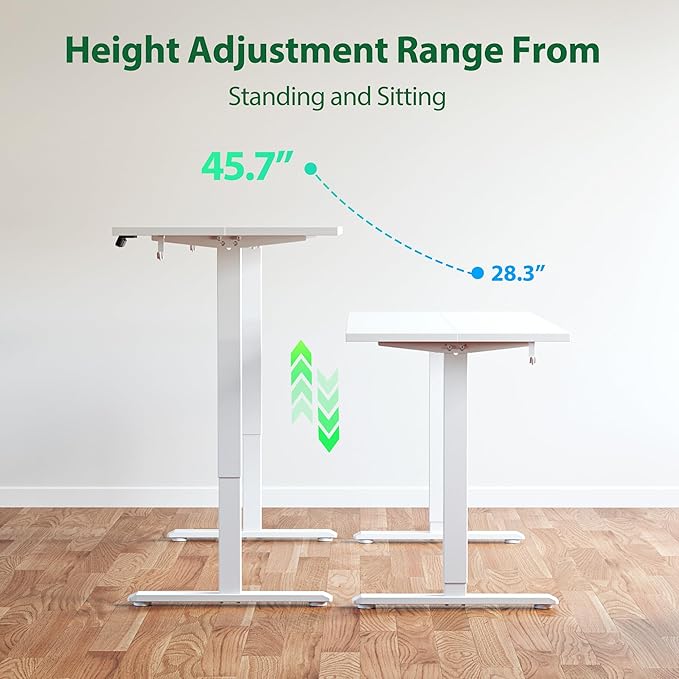 Agilestic Electric Standing Desk, 71 x 24 Inches Height Adjustable Desk, Sit Stand up for Work Office Home, Ergonomic Rising Computer Table with Memory Preset, White