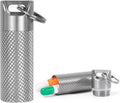 TISKY Portable Titanium Keychain Pill Holder(2pack), Pill Key Chain Container Waterproof,Pill Case Small Mini for Travel, Pill Box Container,Pill Bottles for Pocket Outdoor Camping