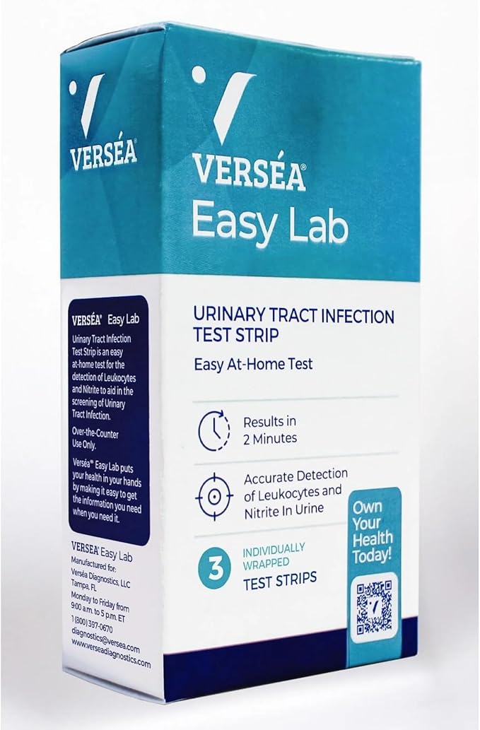 Easy Lab UTI Test Strips, At-Home Detection - Quick & Reliable Urinary Track Infection Test - 3 Count