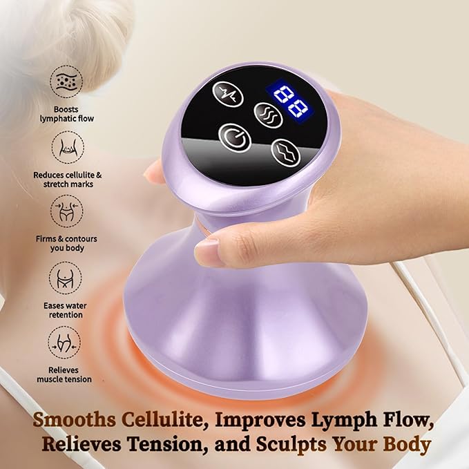4-in-1 Lymphatic Drainage Massager - Anti Cellulite Massage Tool with Heating/Vibration/Red Light/Microcurrent,Body Sculpting Machine for Legs/Belly/Back/Hips/Reduce Stretch Marks & Cellulite