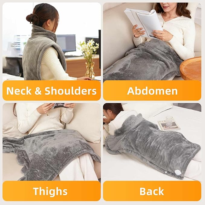 RAINOVA Heating Pad for Neck, Back and Shoulders, Electric Heat Pad for Pain Relief, Christmas Gifts for Women Men Mom Dad, Electric Pad with 6 Heat Settings, Overheating Protection & ETL/UL Certified