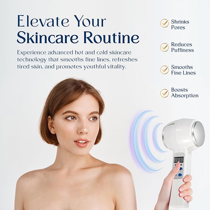 Hot and Cold Facial Massager - Cooling & Warming Vibration Beauty Tool - Spa Skincare Massage Equipment