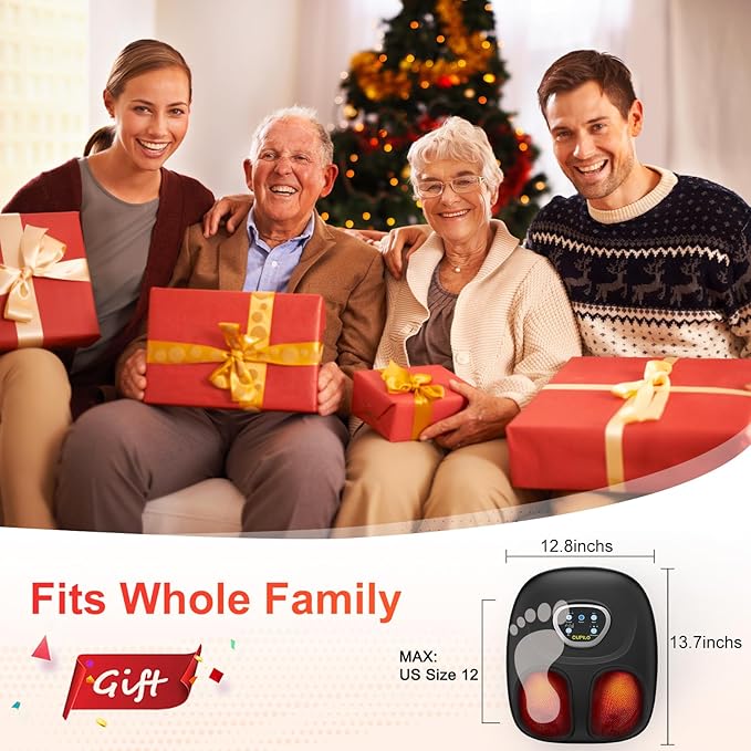 FSA Eligible Foot Massager for Neuropathy, HSA Store Feet Massager with Heat, Vibration & Compression, Deep Kneading for Tired Feet, Birthday Gifts for Women Men（Black）