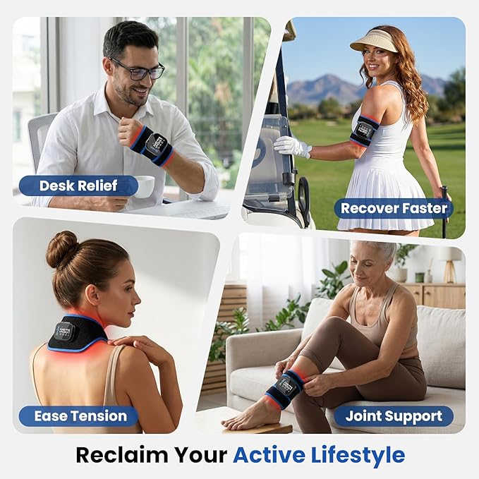 BOB AND BRAD Infrared Red Light Wrist Wrap, FSA-HSA Eligible, Cordless Heating Pad with Vibration Massage for Carpal Tunnel, Arthritis, Tendonitis Discomfort Relief, Joint Support for Hand, Arm, Elbow