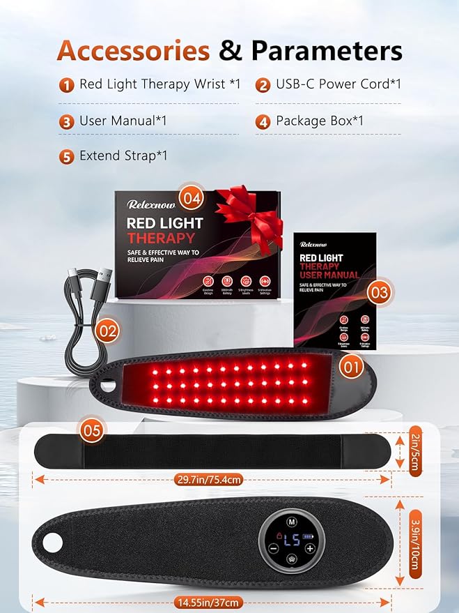 Upgraded 2.0 Red Light Therapy for Hands Wrist with Heat & Massage, 3000mAh Wireless Controller, Infrared & Red Light Wrist Brace & Hands Wrap Pad for Knee Ankle Foot Joint Faster Recovery Pain Relief