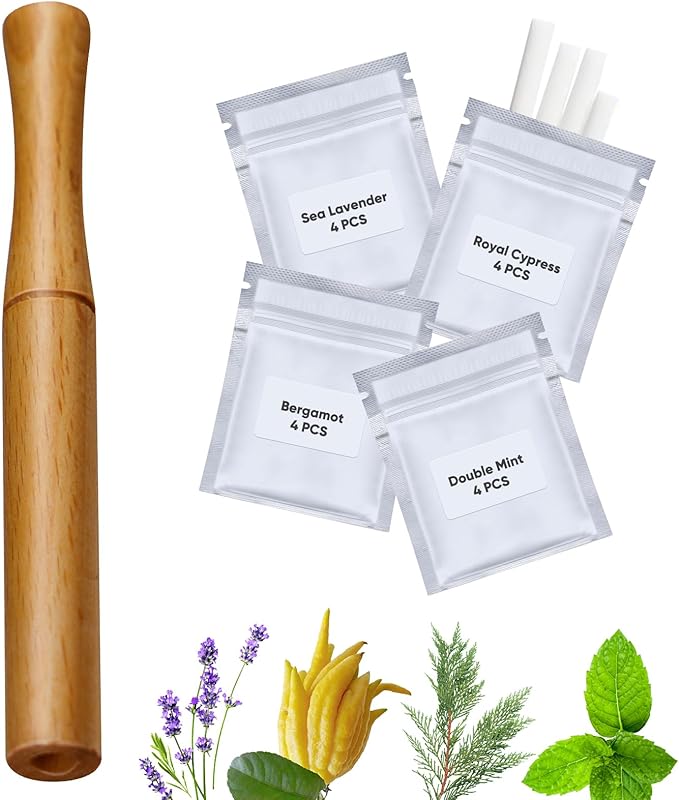 "STAY STOKED" Wooden Inhaler Upgraded with Extracts of Multiple Herbal extracts, Improving Breathing and Oral Air Freshening, Inhaler for Oral Support Habit Replacement-0306