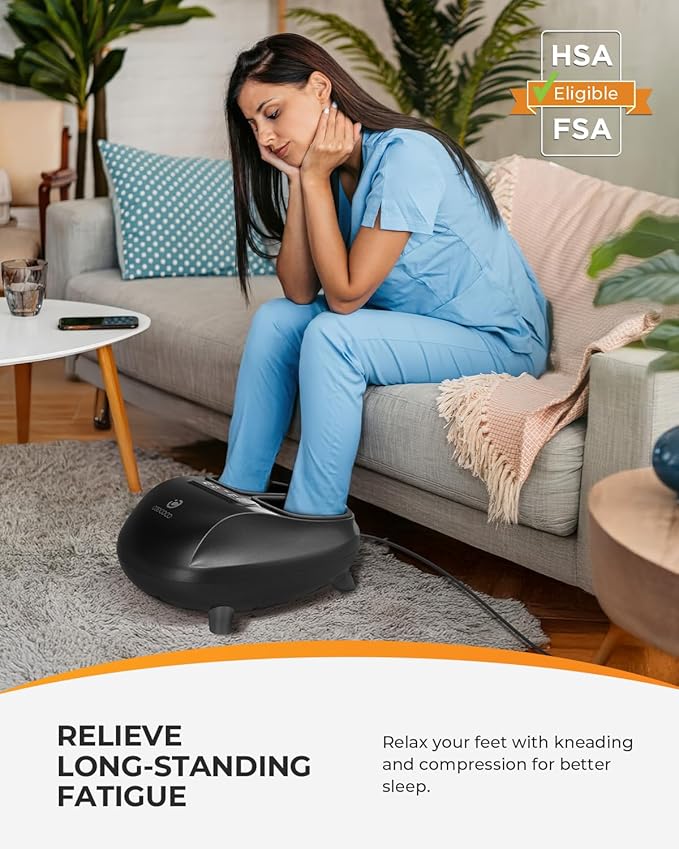 CooCoCo 2026 Upgraded Luxury Foot Massager, Fsa Eligible Items, Heated Foot Massage Machine for Neuropathy & Plantar Fasciitis, Advanced Kneading Compression Shiatsu, Hsa Approved Feet Massager