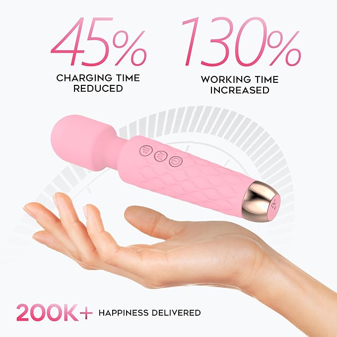 Personal Massager, Handheld Wireless Massager, Waterproof and Portable, 20 Speeds 8 Patterns Cordless Massagers for Neck, Back Pain, Leg and Hand Pain & Sports Recovery, Pink