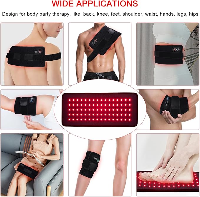 Red Light Therapy Belt Infrared Light Therapy Pad with Portable Battery, 660nm 850nm Full Body Red Light Mat Therapy for Back Knee Feet Shoulder Neck Waist Hands Legs Hips