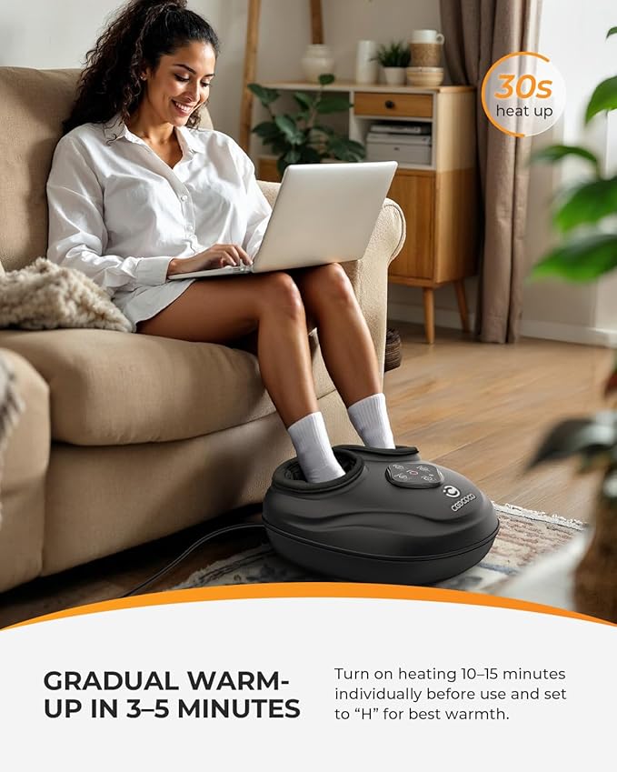 CooCoCo Upgraded Shiatsu Foot Massager - FSA Eligible, Foot Massager for Plantar Fasciitis & Neuropathy, HSA Feet Massager with Heat, Foot Warmer for Women Men, Foot Pain Relief, Home Office Use
