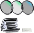 NEEWER 62mm UV/CPL/ND Lens Filter Kit with Hard Shell Storage Case, Multicoated Optical Glass & Aluminum Alloy Frame, UV + Circular Polarizer (CPL) + Neutral Density (ND4) Filter for Camera Lens