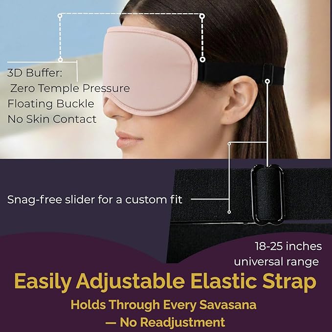 Sleep Masks for Women Lash Friendly - 100% Blackout Eye Masks for Sleep - Zero Eye Pressure Sleeping Mask for Naps, Travel & Meditation, Adjustable & Soft - Dusty Rose Pink