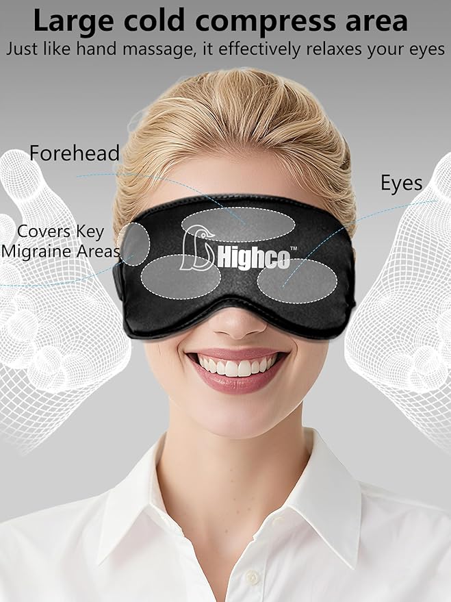 2PCS Migraine Relief Cap Cooling Eye Mask and Neck Ice Pack Wrap,Cooling Gel Eye Mask for Sleep,Ice Pack for Eyes Hot Cold Compression,for Headache,Dark Circles,Puffy Eyes,Migraines Relief,Black