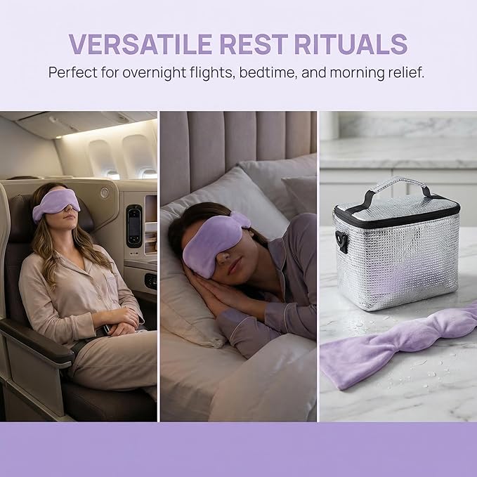 Weighted Eye Mask - Premium Plush Herbal Sleep Mask with 0.5 lb Naturally Lavender Pack for Heat or Cold Use, Contoured Full-Wrap Comfort, 100% Blackout for Rest & Travel (Lavender)