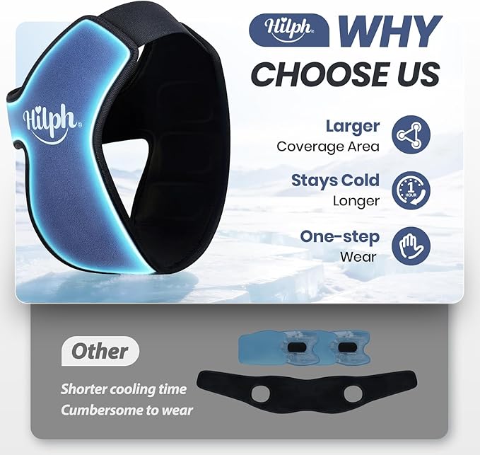 Hilph 3D Wisdom Teeth Ice Pack Wrap, 1 Hours Long-Lasting Ice Pack for Jaw, Cheek & TMJ with Ice Grid Gel Design, Flexible Gel Face Ice Wrap for Pain Relief After Oral Surgery, Wisdom Teeth Removal