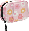 Fustylead 70s Groovy Retro Style Colorful Daisy Flower Travel Pill Organizer Case Zipper for Purse with Removable Weekly Pill Box for Medicine, Vitamin, Supplement Medicine Organizer