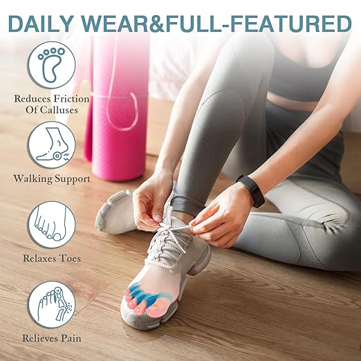 2PCS Toe Spacers for Women and Men, Toe Separators for Pedicure, Bunion Corrector, Hammer Toe Straightener, Plantar Fasciitis, Toe Spreaders for Foot Pain Relief and Foot Health. (2, Blue)