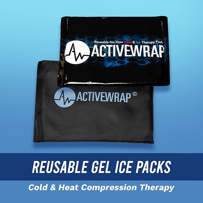 Activewrap Reusable Ice Packs for Injuries - Hot and Cold Gel Compress for Injury Recovery and Pain Relief, Soft, Flexible Leakproof Pad for Back, Knee, Hip, & Shoulder - Large Square (10 x 10 Inches)